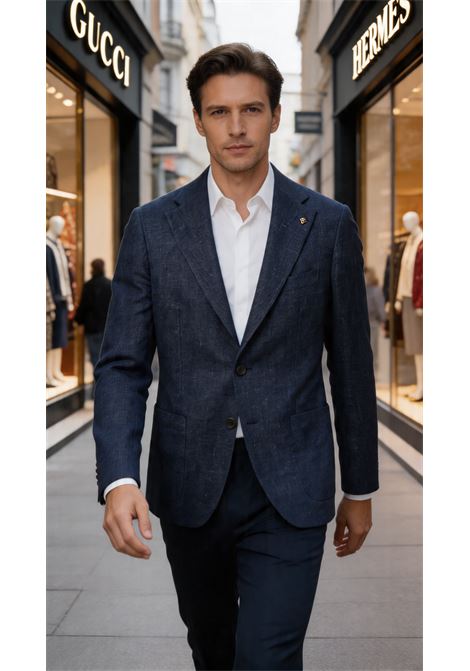 Giacca sartoriale blu navy Tagliatore in tessuto hopsack  Made in Italy TAGLIATORE | GIACCHE | 1SMC22K 340346Eb983